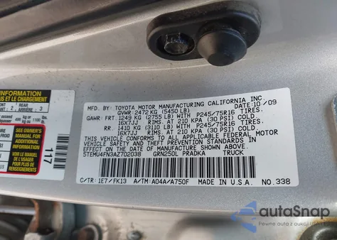 2010 Toyota Tacoma Base V6 из США, поврежденный, VIN 5TEMU4FN3AZ702038